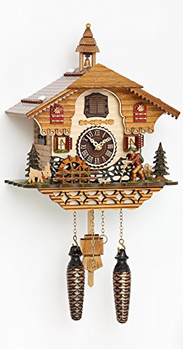 Trenkle Quartz Cuckoo Clock Black Forest House with Music, Moving Wanderer and Mill-Wheel TU 4216 QM - Thumbnail 2