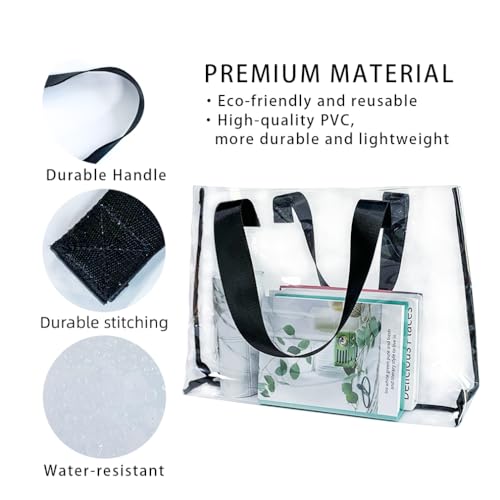 Image of Clear Large Tote Bag - Versatile, Waterproof, Stain Resistant, Transparent Shoulder Tote Bag for Work