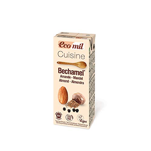 Ecomil - Bechamel Vegetal Bio Pack 24 x 200 ml, Salsa de Almendra Ecológica, Sin Lactosa, Vegana, Alternativa Ligera a la Convencional, Lista para Cocinar