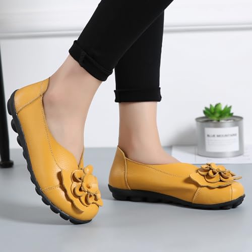 Image of MOYOWEI Women's Leather Slip On Loafers Colorful Flat Shoes