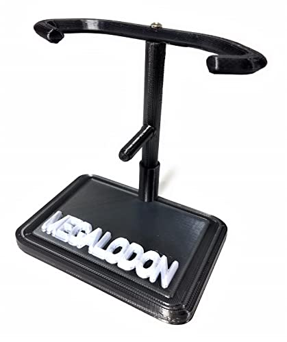 Deep Sea Fossils 3D Printed Megalodon Shark Tooth Display Stand with Plaque (Black w/Plaque, 3-1/4