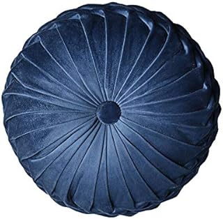 LouisaYork Round Filled Cushion,Velvet Cushions,Pleated Round Pillow, Scatter Cushion Home Decorative for Home Sofa Chair Bed Car Decor