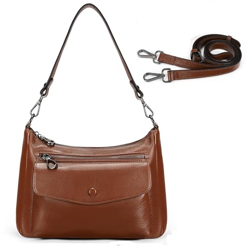 YALUXE Women’s Real Cowhide Leather Shoulder Bag Trendy Handbag Purse