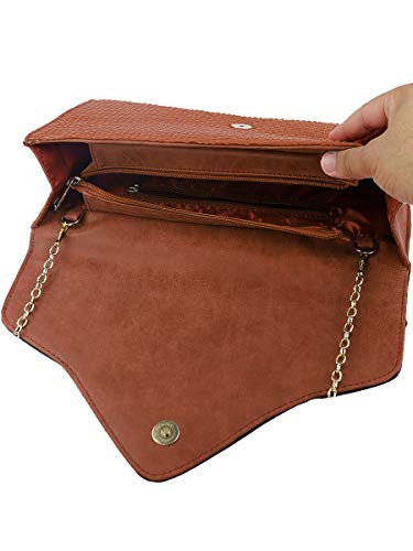 Bolsa Couro Envelope Feminina Alto Relevo Transversal (Caramelo)