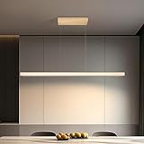 Jiabaoao Dining Room Light fixtures 47in, Remote Dimming Control Modern Chandeliers for Dining Room 3000K-6500K, Gold Pendant Lights Kitchen Island 33W, 5FT Height Adjustable (Gold-B, 47 in)