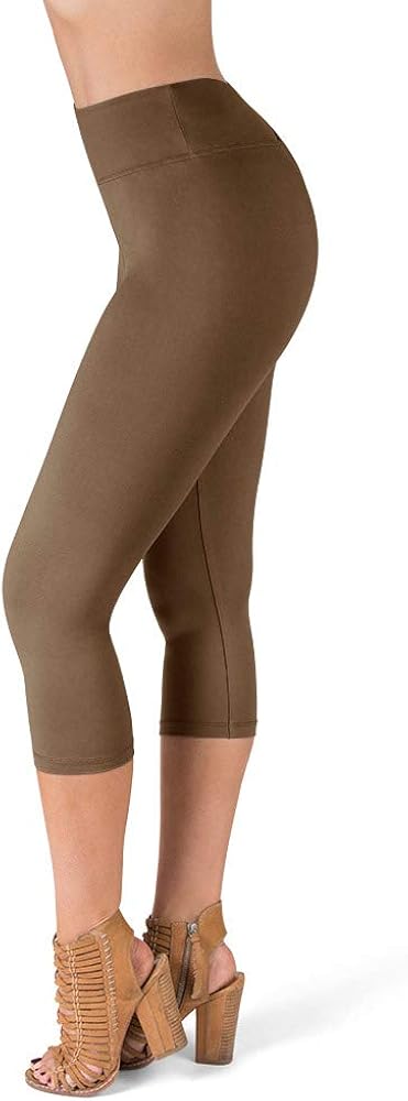 SATINA - Leggings para mujer de cintura alta para mujer- Leggings capri y de largo completo para mujer