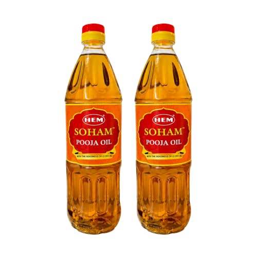 Image of HEM Soham Clove Pooja Oil 900ml, Pack of 2 | Premium Sacred Oil for Rituals, Lighting Diyas & Lamps | Long-Lasting Flame & Pure Aroma | Ideal for Daily Puja, Festivals & Ceremonies
