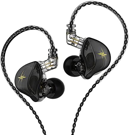 KASOTT QKZ ZXT in Ear Monitor Headphones, Wired Earphones Stereo Bass, HiFi Wired Earbuds, Dynamic Dual Driver Gaming Earbuds with Detachable Cable for Musicians, Singer (Black)