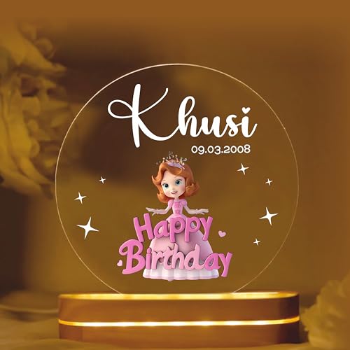 Image of PRINTHUA Personalized LED Night Table Lamp with Custom Name, Unique Gift for Women, Men, Kids, Girlfriend, Boyfriend, Husband, Wife | Perfect for Birthdays & Special Occasions (Happy Birthday 3)