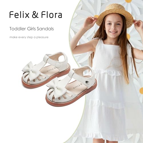 Image of Felix & Flora Toddler Girls Sandals Soft Rubber Princess Flat Shoes Flower Girl Shoes