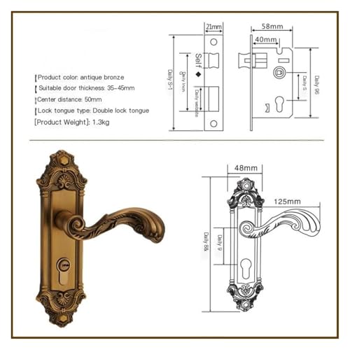 Cerradura de puerta interior marrón funcional para carpintería de madera 6