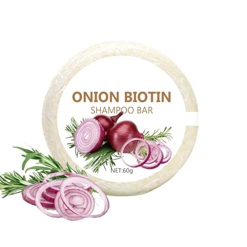 Onion Biotin Shampoo Bar,Cipolla Rosemarin Shampoo Bar,Pulizia profonda E Idratazione Pulizia profonda Cipolla Solida Sapone per Capelli Per Tutti i Tipi di Capelli (1 pezzi)