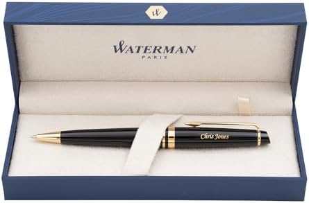 Personalized Waterman Expert Ballpoint Pen in Black Lacquer with ...