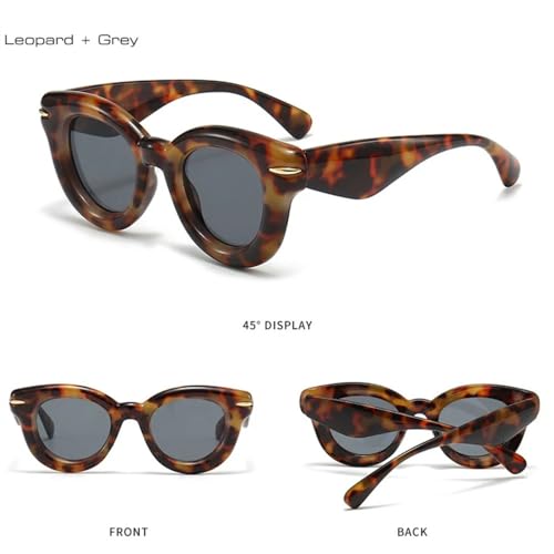 Oval Sunglasses Women Retro Rivets Men Punk Round Sun Glasses Shades3