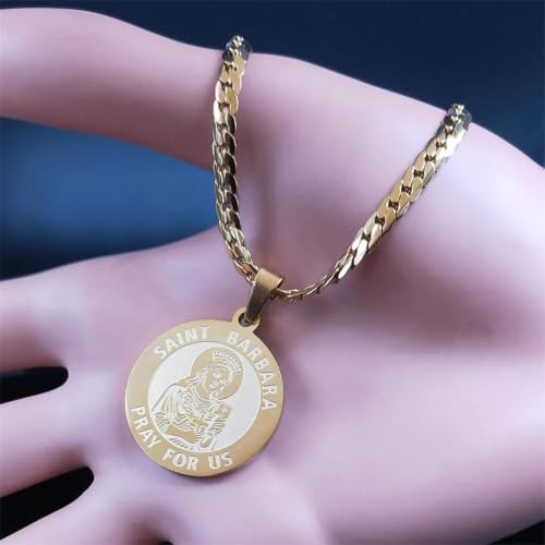 Collier Archange Sainte Barbe médaille dorée de haute qualité