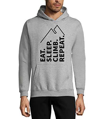 Sweat à capuche escalade Eat Sleep Climb Repeat en coton gris unisexe