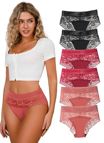Culotte grande taille femmes lot de 6 sous-vêtements sexy en dentelle taille haute fond épais