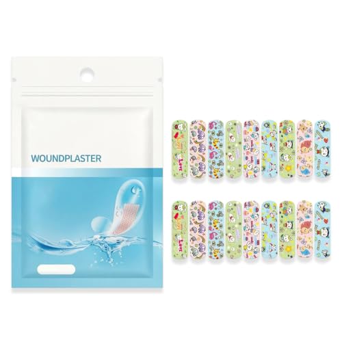100 Infantiles con Dibujos Animados, Apósitos Adhesivos Impermeables y Transpirables para Niños, de Colores para Heridas Pequeñas y Primeros Auxilios, Pack de 100 Unidades