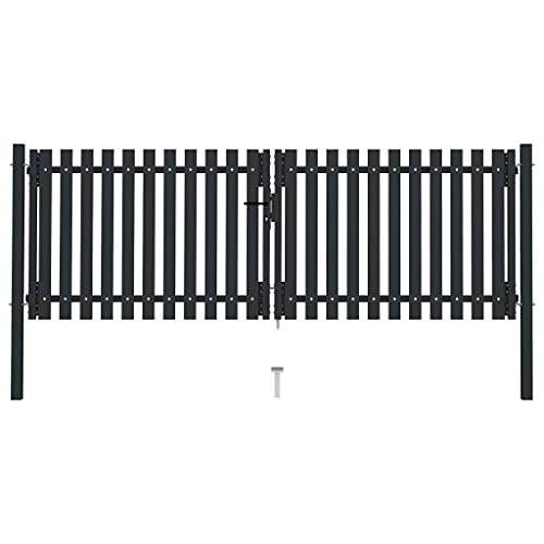 Makastle Gartentor Doppelflügeltor 306x125 cm Anthrazit