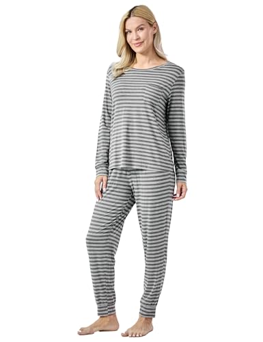 Image of GYS Bamboo Viscose Sleep Sets for Women Long Sleeve Crew Neck Pajama Sets with Pockets