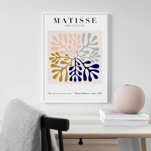 Cuadro sobre lienzo con diseño de planta abstracta de hojas de Matisse colorido, póster nórdico, decoración del hogar, imágenes para sala de estar, 50 x 70 cm, sin marco
