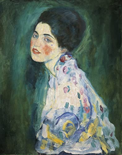 Portrait d'une jeune femme de Gustav Klimt : Impression d'affiches sur toile de lin premium 60x90