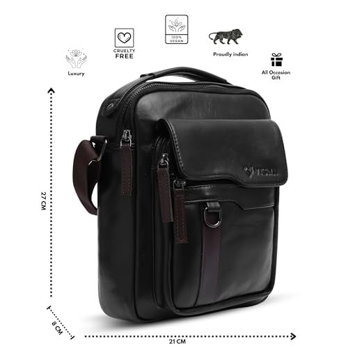 Image of VISMIINTREND Leather Sling Bag for Men Travel | Side Shoulder Messenger Bag for Man | Fits 10 inch ipad | Corporate Gifts for Men | Birthday Gift for Husband /Father | Premium