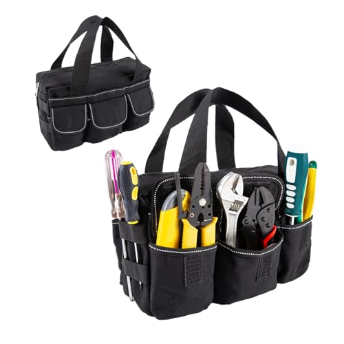 Small Tool Bag, Close Top Wide Mouth Tool Organizer Bag, Large Tool Bags
