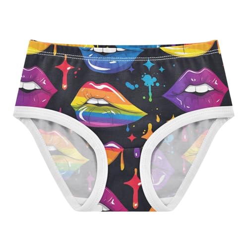 Wusikd Rainbow Girls' Underwear Cotton Colored Lips Girls Briefs Soft Toddler Underwear 2T