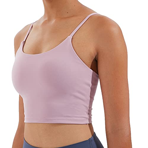 Image of Women's Strappy Stretch Sports Bra Longline Yoga Tank Top Fitness Bra Workout Camisole Crop Tops for Teen Girl