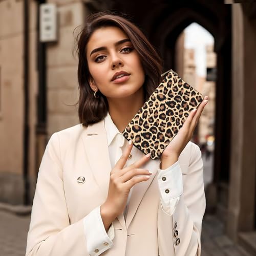 Leopard Print Wallet PU Leather, Cheetah Purse Phone Money Credit Card Holder4