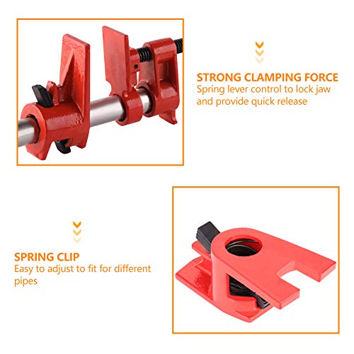 Bessey Pipe Clamps For Woodworking, 3/4 In Wood Gluing Pipe Clamp Set H Style Woodworking Cast Iron Clamp Kit 4 Pack Heavy Duty Quick Release Pipe Clamps Red #TOP4