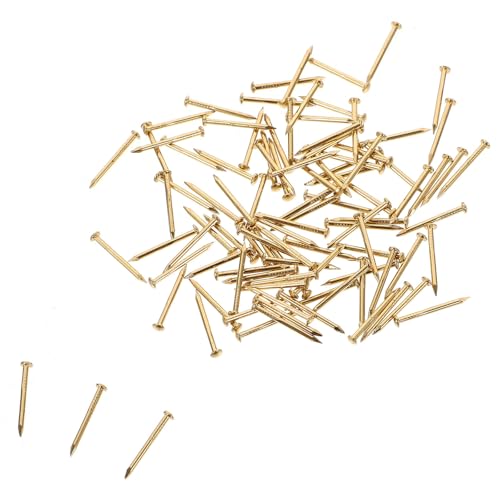 LOCZUK Clavos de Latón Dorados 100 Piezas 1,2x1,5mm de Cabeza Redonda Estilo Antiguo Prácticos para Bricolaje Hogar para Muebles y Cajas de Madera