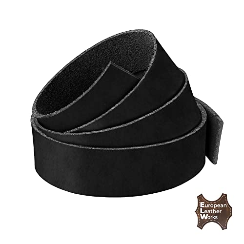 Elw Genuine Leather Vegetable Tanned 8-10 Oz (3.2-4Mm) Black Straps, Belts, Strips 1-1/4"X84" (3.1X213Cm) - Full Grain Veg Tan Leather Cowhide Heavy Diy Craft - Holsters, Belt Blanks, Furniture #TOP5
