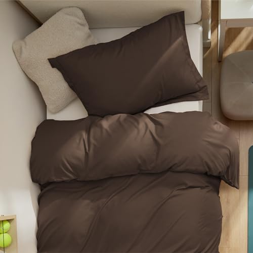 Image of Bedsure Twin /Twin XL Duvet Cover, Double Brushed Bedding Set, Dark Brown | For Kids & Adults, 68 inchx90 inch Comforter Cover, Hotel Luxury, All Season, Breathable, Easy Care, Lightweight, Zipper Closure
