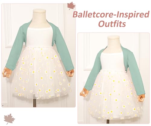 Image of Kids Girls Ballet Dance Shrug Wrap Top Long Sleeve Open Front Cardigan Sweater Warm Up Pullover Crop Top for Leotard