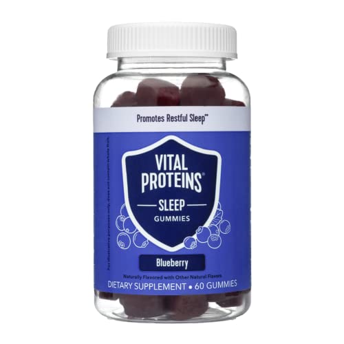 Vital Proteins Sleep Gummies, 2mg Melatonin, L-Theanine, Vitamin B6, Supports Healthy and Restful Sleep, 60 ct, 30-Day Supply, Blueberry Flavor