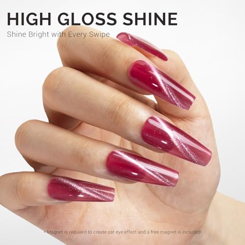 Image of MelodySusie Jeweliver Cat Eye Gel Nail Polish, 0.5 Fl Oz Hot Pink Glitter Holographic Magnetic Nail Polish with Magnet, UV Nail Polish for Nail Art Manicure Salon DIY at Home C25