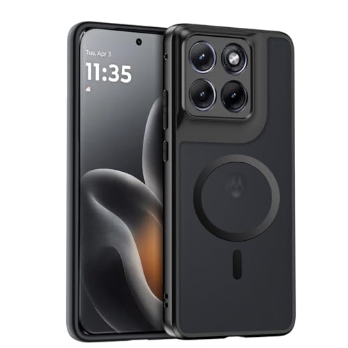 Image of QUIETIP Magnetic Case for Motorola Edge 70 Fusion,[Compatible with MagSafe] Translucent Matte Drop Protection Cover,Black