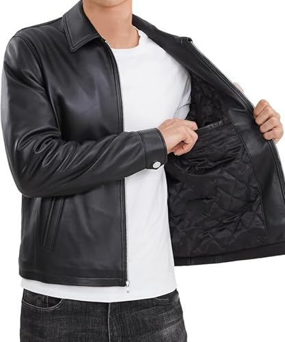 Genuine Lambskin Mens Leather Jacket - Soft and Lightweight Leather Classic Jacket for Men 2024-20253