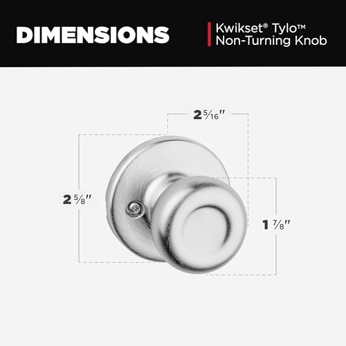 Kwikset Tylo Dummy Door Knob, Single Sided Handle for Closets, French Double Doors, and Pantry, Satin Chrome Non-Turning Interior Push/Pull Door Knob - image 6