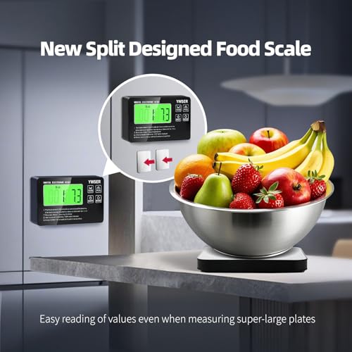 33lb Wireless Magnetic Digital Kitchen Scale with Remote LCD Display, Split-Designed for Easy Cleaning, 0.1oz/1g Precision, 7 Units, Tare Function for Baking, Cooking, Meal Prep