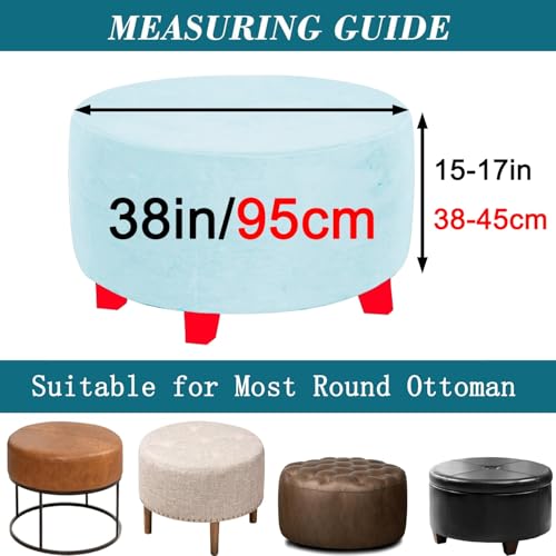 Funda para otomana redonda protector de puf elástica lavable de 35 a 50 cm 3