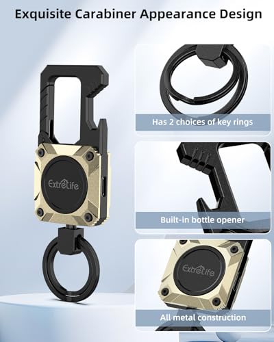 Image of ExtreLife Keychain, Works with Apple Find My, Bottle Opener, Carabiner Car Key Chains with Gps Tracker