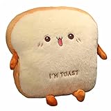 Tyrafry Funny Toast Plush Travel Pillow Hand Warmer Nap Pillow Cute Plush Bread Toy Soft Washable Seat Cushion Pad for Car, Office and Home, Shy