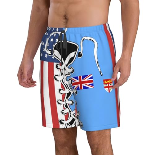 Men's Vintage America Fiji Islands Fijian Flag Board Shorts Swim Trunks3
