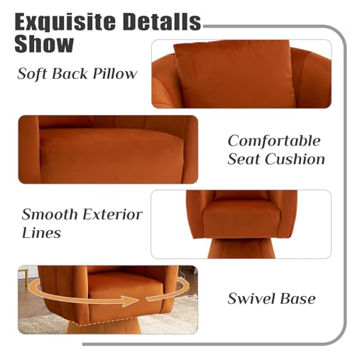 Sillón giratorio terciopelo suave naranja miniatura 4