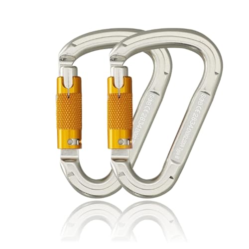 SOB Moschettone Arrampicata Ganci per Moschettone per Impieghi Gravosi da 25 KN Forma a D con Porta a Vite per Campeggio Altalena Amache Attrezzatura da Esterno 2 Pezzi