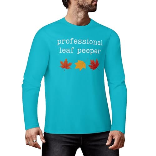 Fall Leaves - Camiseta de manga larga con gráfico divertido de algodón de primera calidad para hombres y mujeres, Estilo azul cielo, 4XL