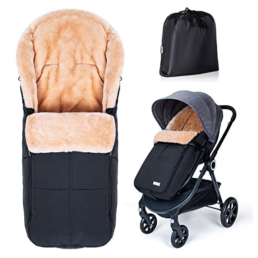 Orzbow Saco Silla Paseo Invierno De Piel De Cordero para Carrito,Saco Capazo Universal para Coche, Sacos de Abrigo para Carritos con Bolsillos y Cremallera Bidireccional (Negro)
